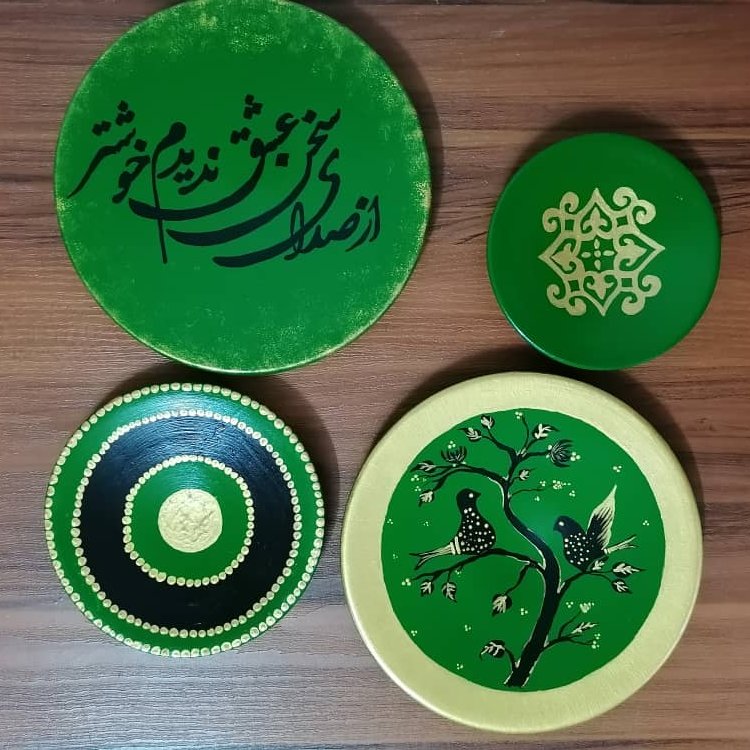 ست دیوارکوب سبز طلایی دیوارکوب سفال