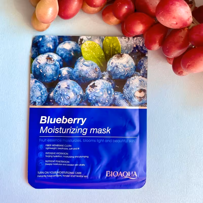 ماسک ورقه ای بایو آکوا مدل بلوبری حجم 25 گرم بسته 5 عددی