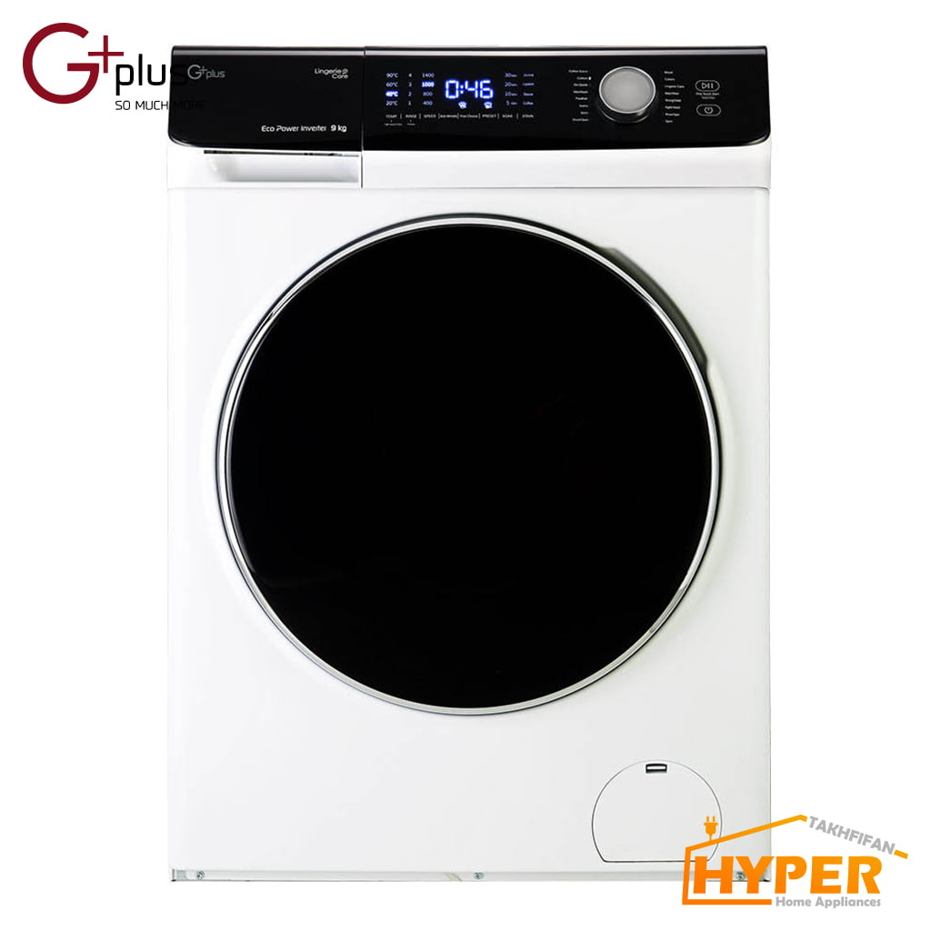 ماشین لباسشویی جی پلاس GWM-K947W سفید 9 کیلویی
