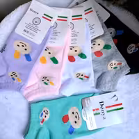 جوراب مچی فانتزی زنانه دخترانه مدل خرگوش رنگ یاسی صورتی سفید مشکی نقره ای هاج و واج 