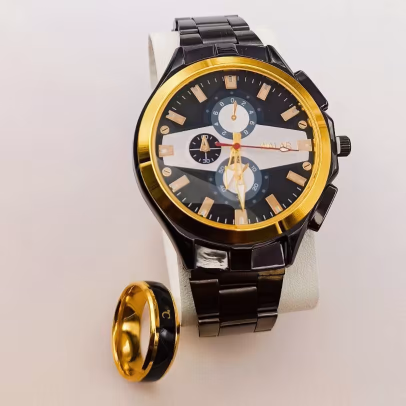 ست ساعت و حلقه ست مردانه ساعت والار حلقه دماسنج رنگ ثابت