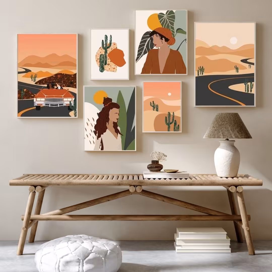 تابلو دکوراتیو 6 تیکه طرح مینیاتوری دختر 