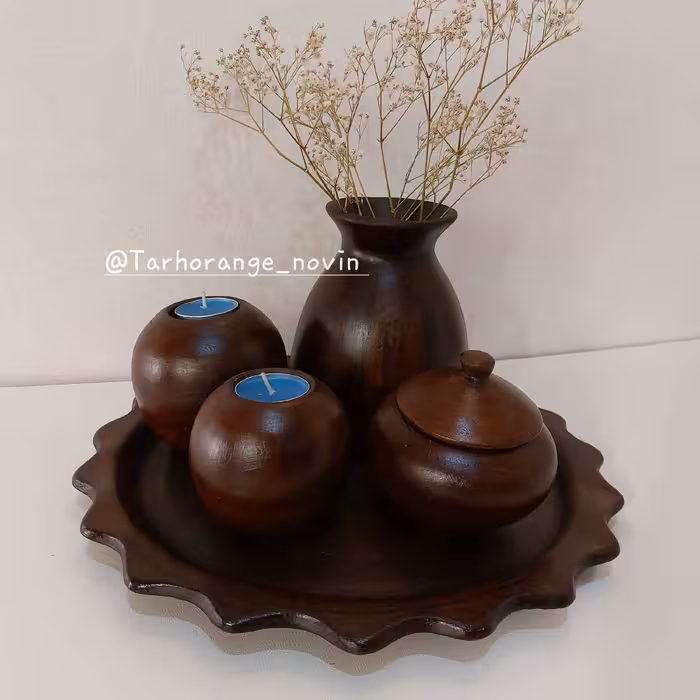 گلدان،شمعدان توپی ، قندان و سینی سفالی