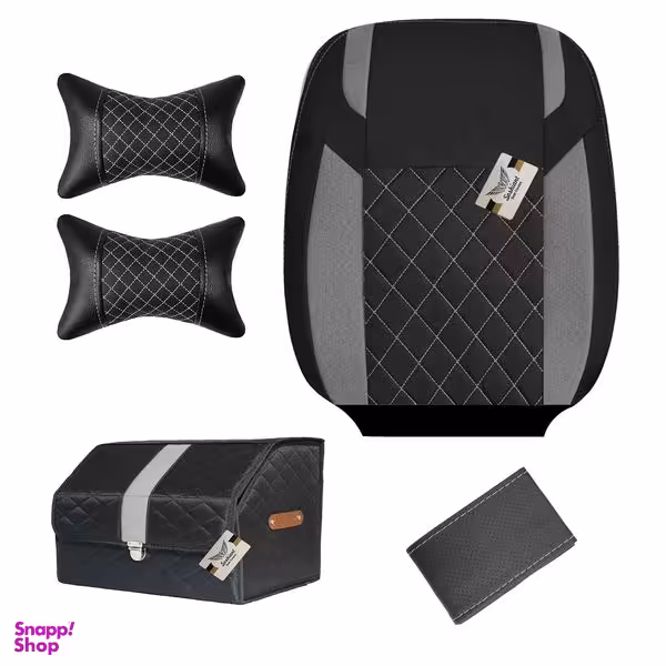 روکش صندلی خودرو سوشیانت مدل G مناسب پراید 131 به همراه پشت گردنی و نظم دهنده و دور فرمان