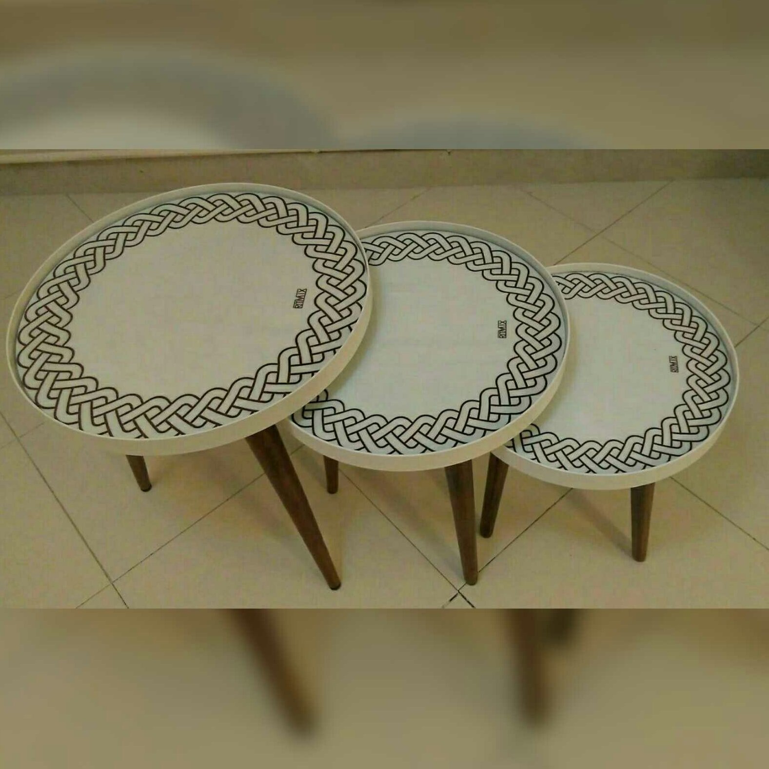 میز عسلی 3 تیکه کامل چوب