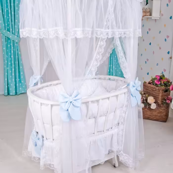 گهواره سبد سقفدار نی نی کام رنگ شده(پس کرایه)