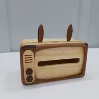 جای دستمال کاغذی چوبی طرح تلوزیون قدیمی