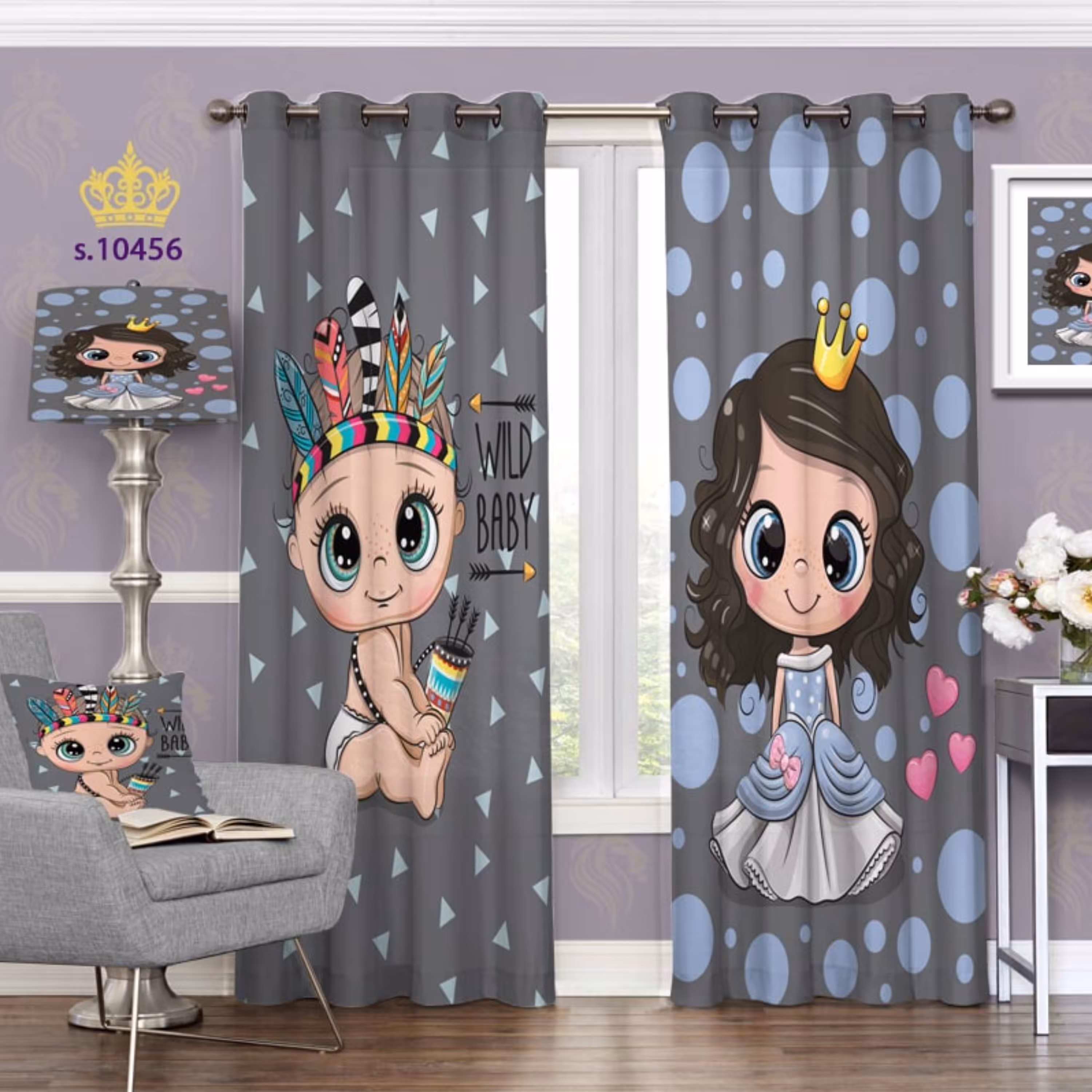 پرده اتاق کودک-دختر و نوزاد - کد 10456