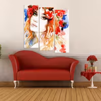 تابلو شاسی 3 تکه طرح نقاشی صورت کد 171 سایز 90x100 سانتیمتر