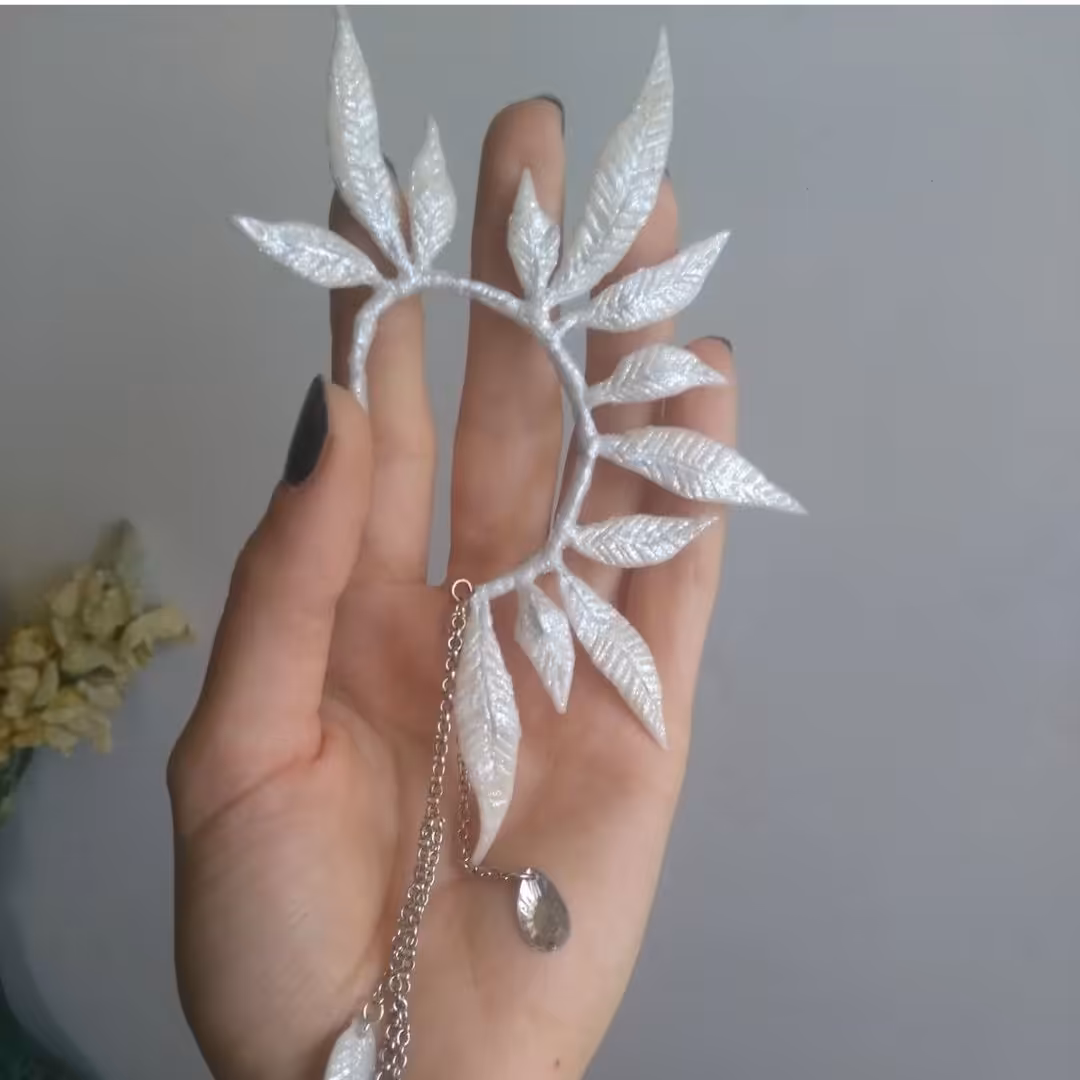 ایرکاف برگی ( ایر کاف ، گوشواره ایرکاف عروس ، گوشواره ایرکاف مروارید ، گوشواره بدون نیاز به سوراخ گوش ، لاله گوشی)