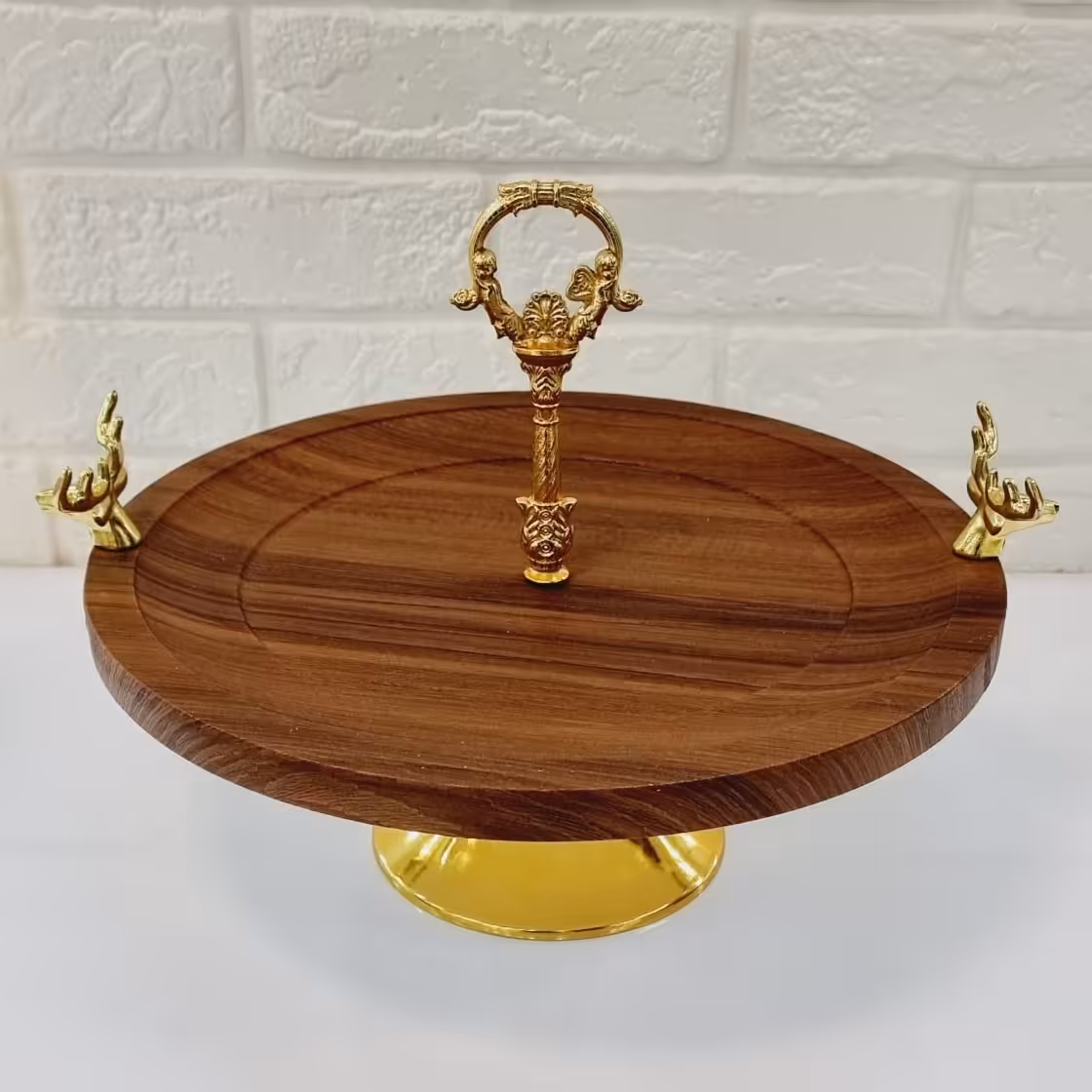 شیرینی خوری چوبی پایه دار   شیپوری دسته دار  کد 142