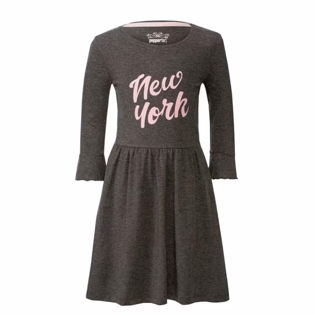 پیراهن آستین بلند نخی دخترانه پیپرتس سایز 12 تا 14 سال طوسی