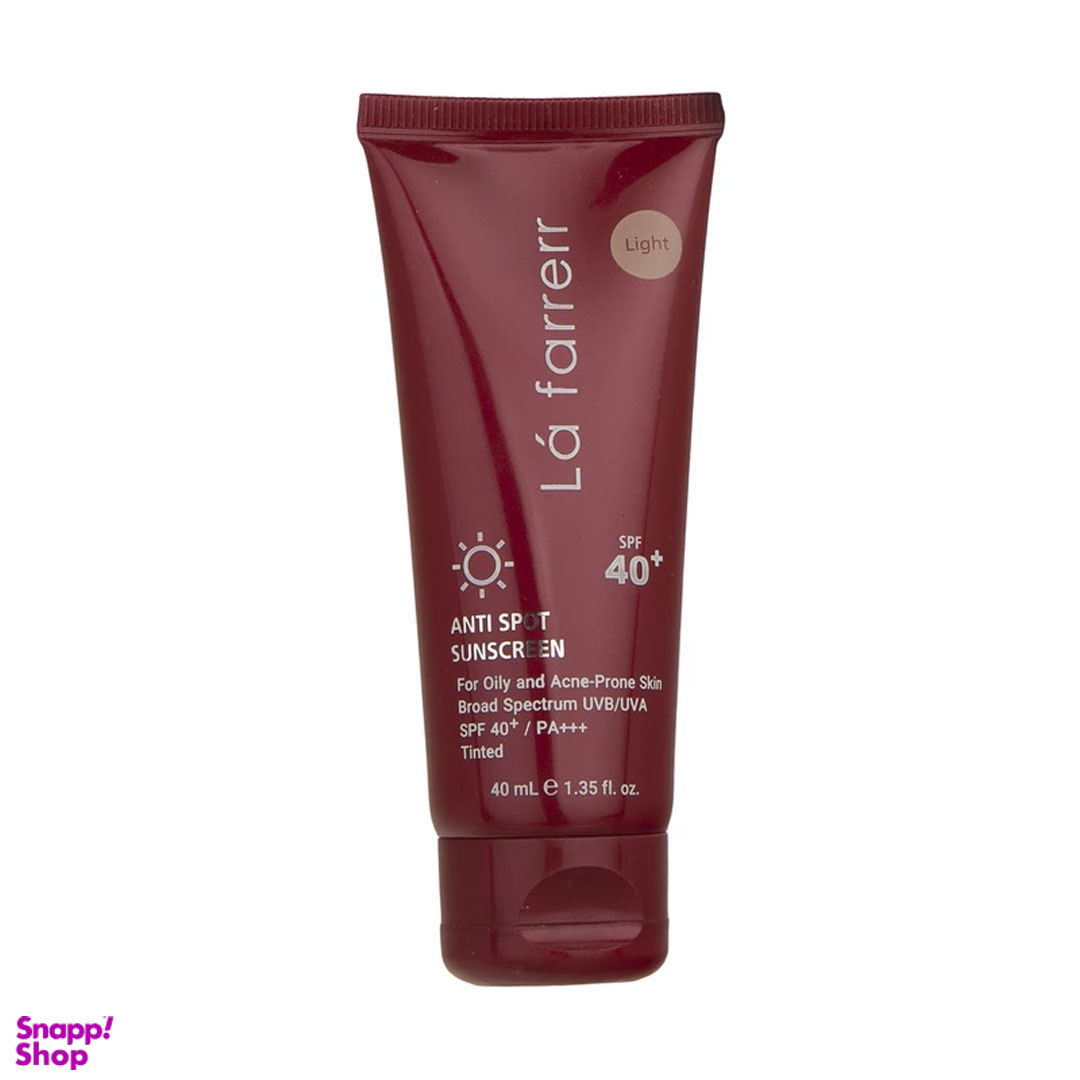 کرم ضدآفتاب و ضدلک رنگی لافارر مدل SPF40-Light مناسب پوست های چرب حجم 40 میلی لیتر