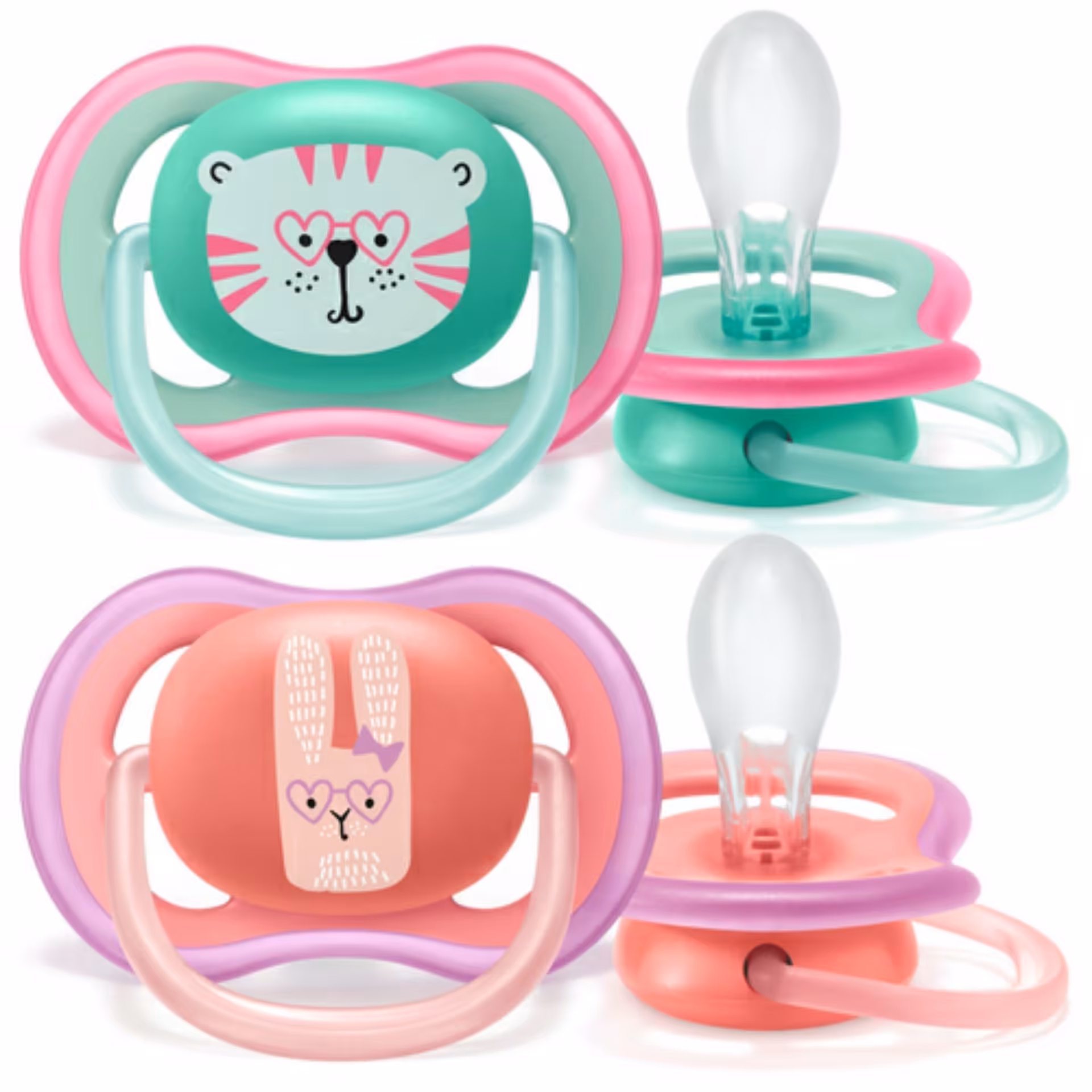 پستانک اونت اولترا ایر 2 عددی فیلیپس اونت 18 ماه به بالا طرح گربه و خرگوش