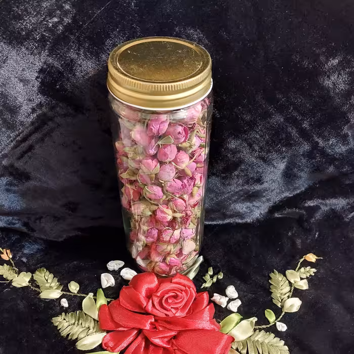 غنچه گل سرخ 110 گرمی در بسته بندی شیشه ای 