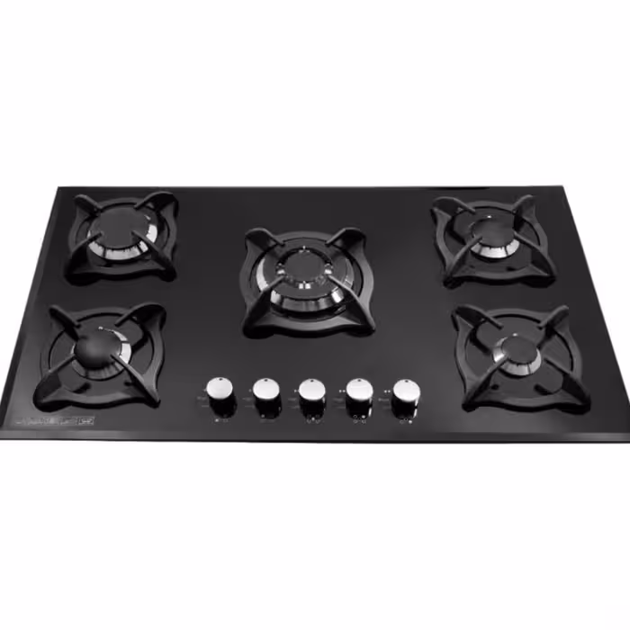 اجاق گاز صفحه شیشه ای 5 شعله چدن مدل پادیسان