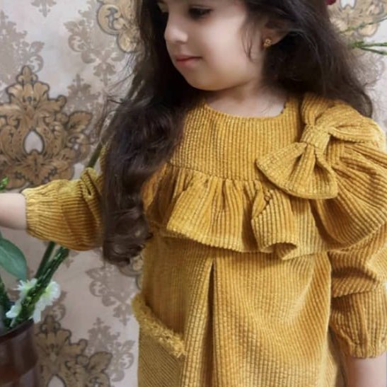 پیراهن دخترانه جنس مخمل کبریتی اعلا. سایز 3 سال تا 6 سال