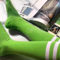 جوراب زیرزانو دوخطی سبز فسفری نخ پنبه فری سایز