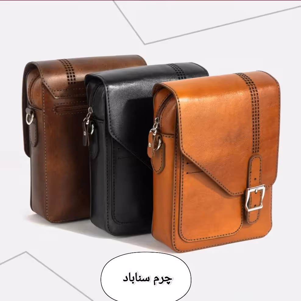 کیف دوشی  چرم طبیعی کاملادست دوز چرم سناباد مدل مایکل