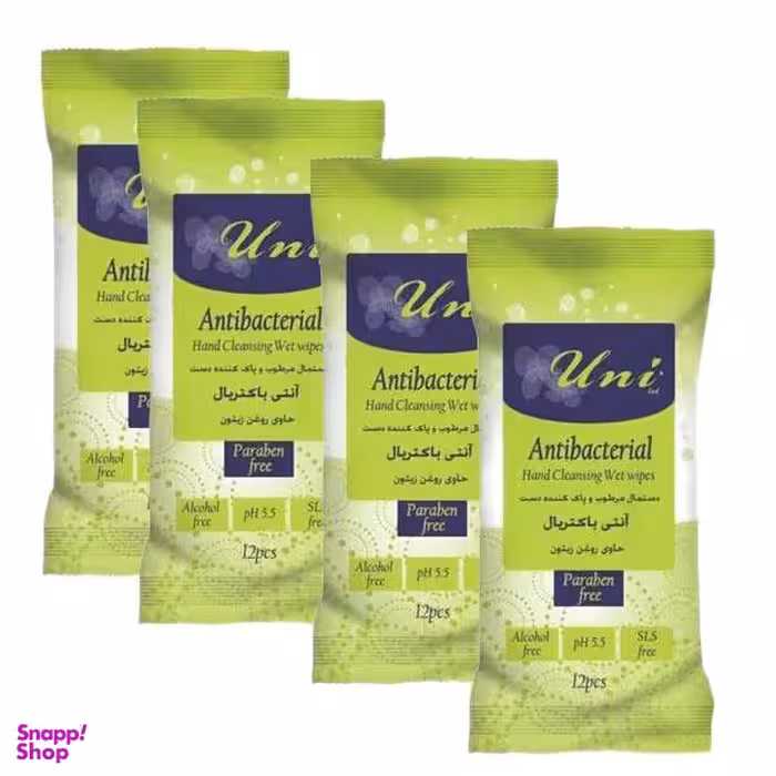 دستمال مرطوب یونی لد (Uni Led) مدل آنتی باکتریال مجموعه 4 عددی