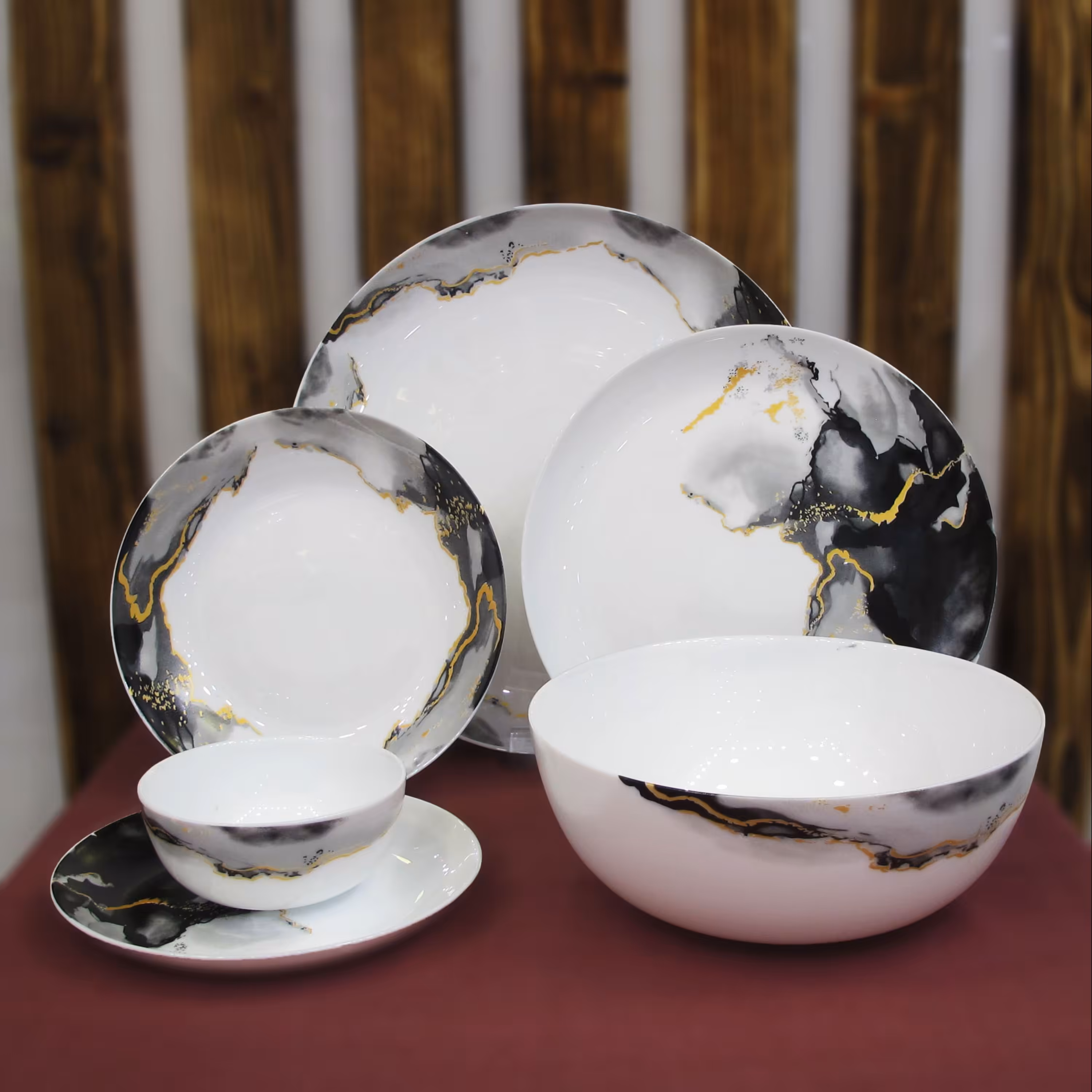 سرویس ارکوپال 6 نفره 26 پارچه گلدن اپال طرح مرمر