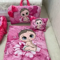 ست مسافرتی نوزاد سه تیکه تشک بند دار و زیپی جهت حمل اکسسوری خواب نی نی دوخت و هیوادگالری