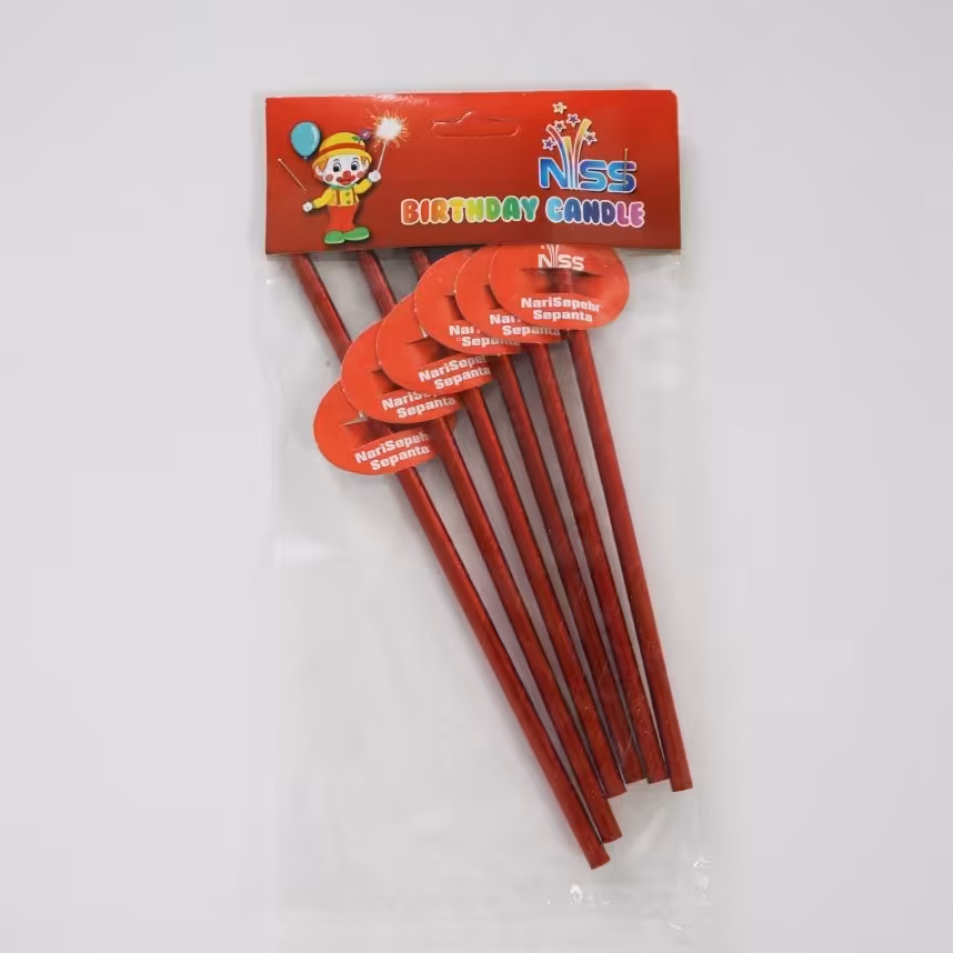 فشفشه  مناسب روی کیک تولد بسته 6 عددی رنگ قرمز