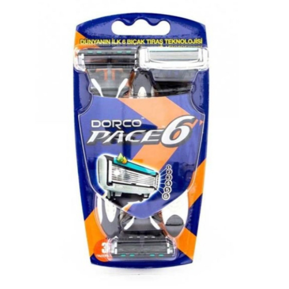 خود تراش ژیلت 6 لبه مردانه دورکو Dorco مدل Pace 6 بسته 3 عددی