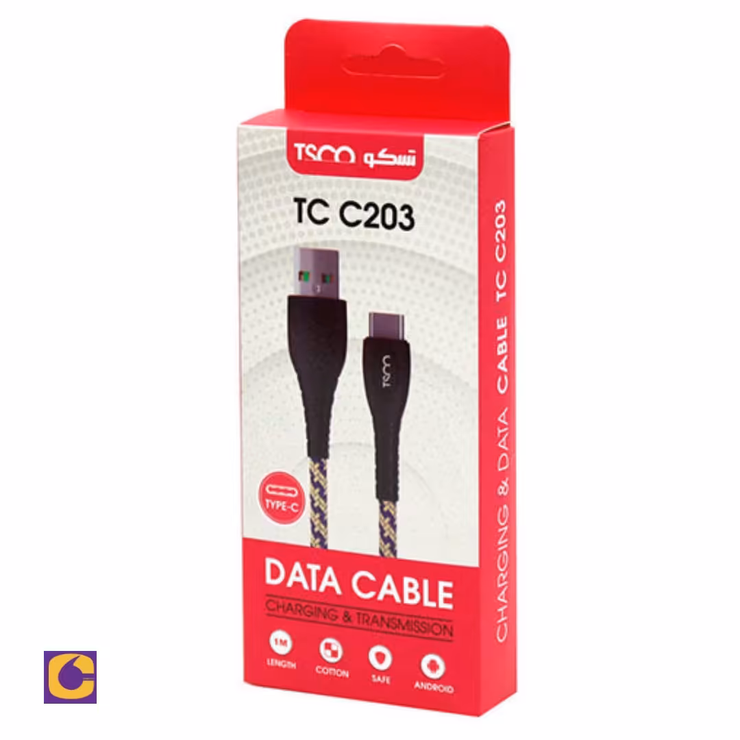 کابل شارژ تایپ سی Type C  تسکو مدل  TC-C203  ( 1 متر )