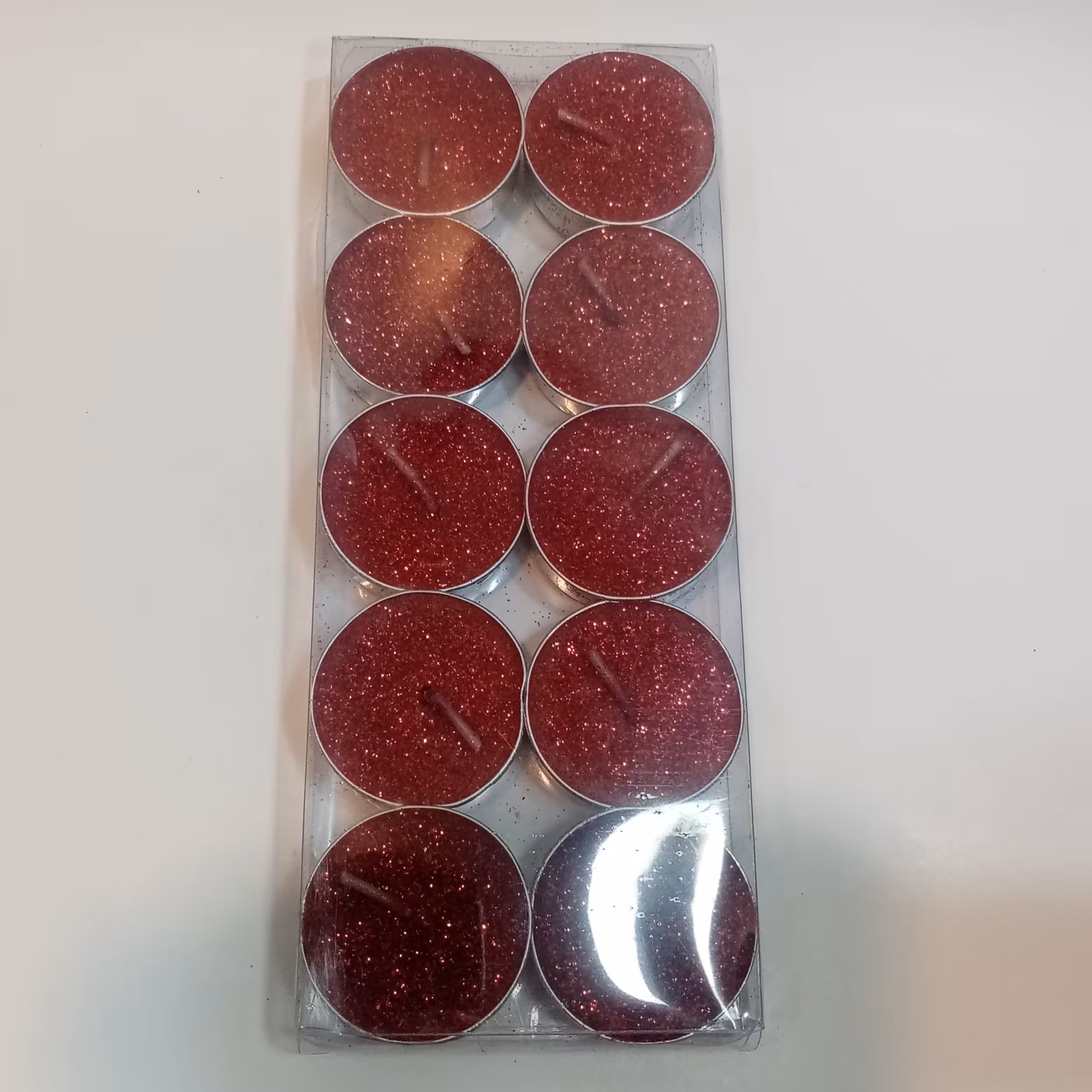 10 عدد شمع وارمر اکلیلی قرمز شاین براق گرد نسوز