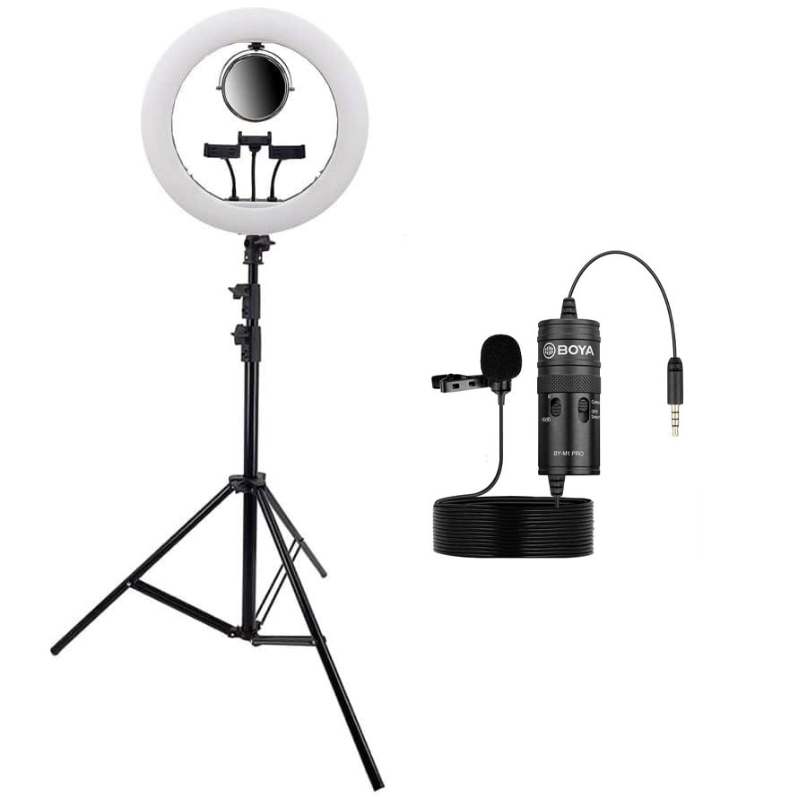 کیت تولید محتوا رینگ لایت YQ-520A ، پایه نور 805 و میکروفون BY-M1 Pro