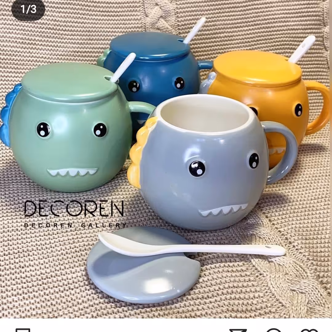 ماگ سرامیکی دایناسوری قاشق دار 