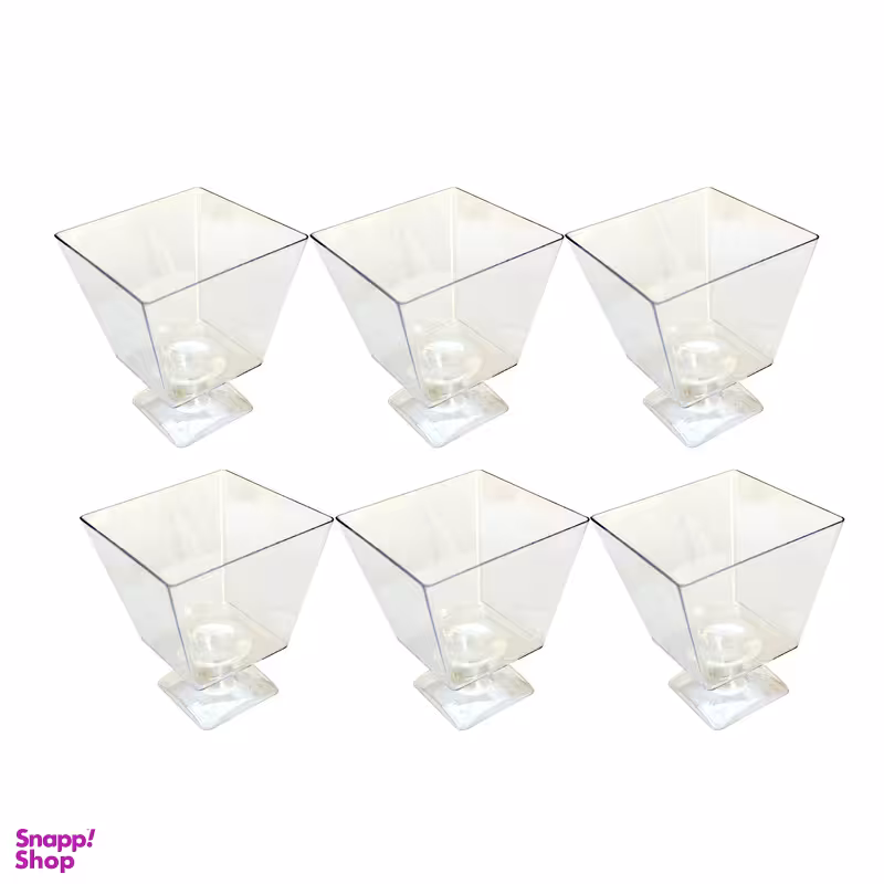 دسرخوری پایه دار چهارگوش یکبار مصرف کد c9010 بسته 6 عددی