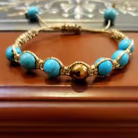 دستبند فیروزه بافت ابریشمی