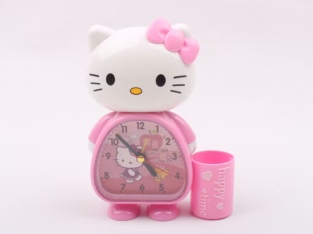 ساعت رومیزی جاقلمی دار کیتی Hello Kitty