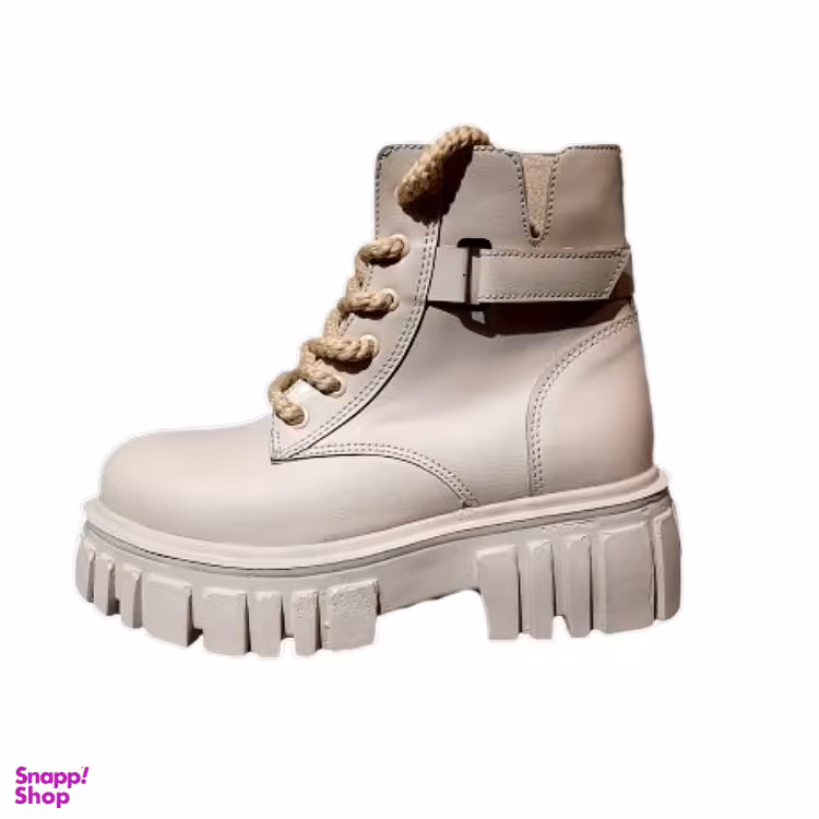 نیم بوت زنانه مدل پاشنه فانتزی ضد آب کد 11 رنگ کرمی