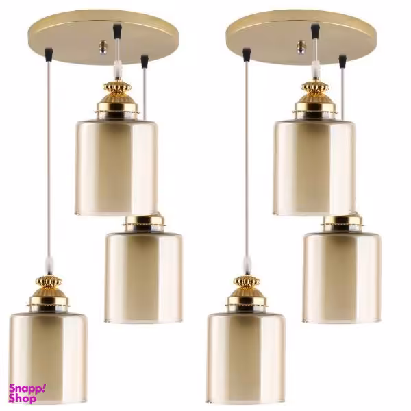 لوستر سه شعله مدل دو گلس کد 3030 مجموعه 2 عددی