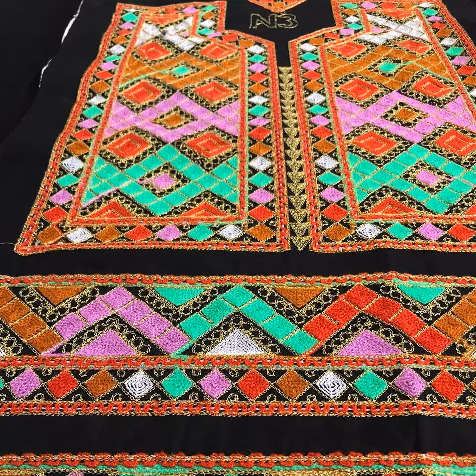 پنل 6 تیکه سنتی بلوچی دوزی برجسته  نخ کاموا اعلأ-20