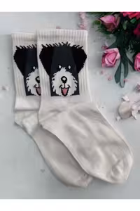 جوراب سفید مردانه و زنانه تنیس کالج با طرح سگ ناز یونیسکس Forever