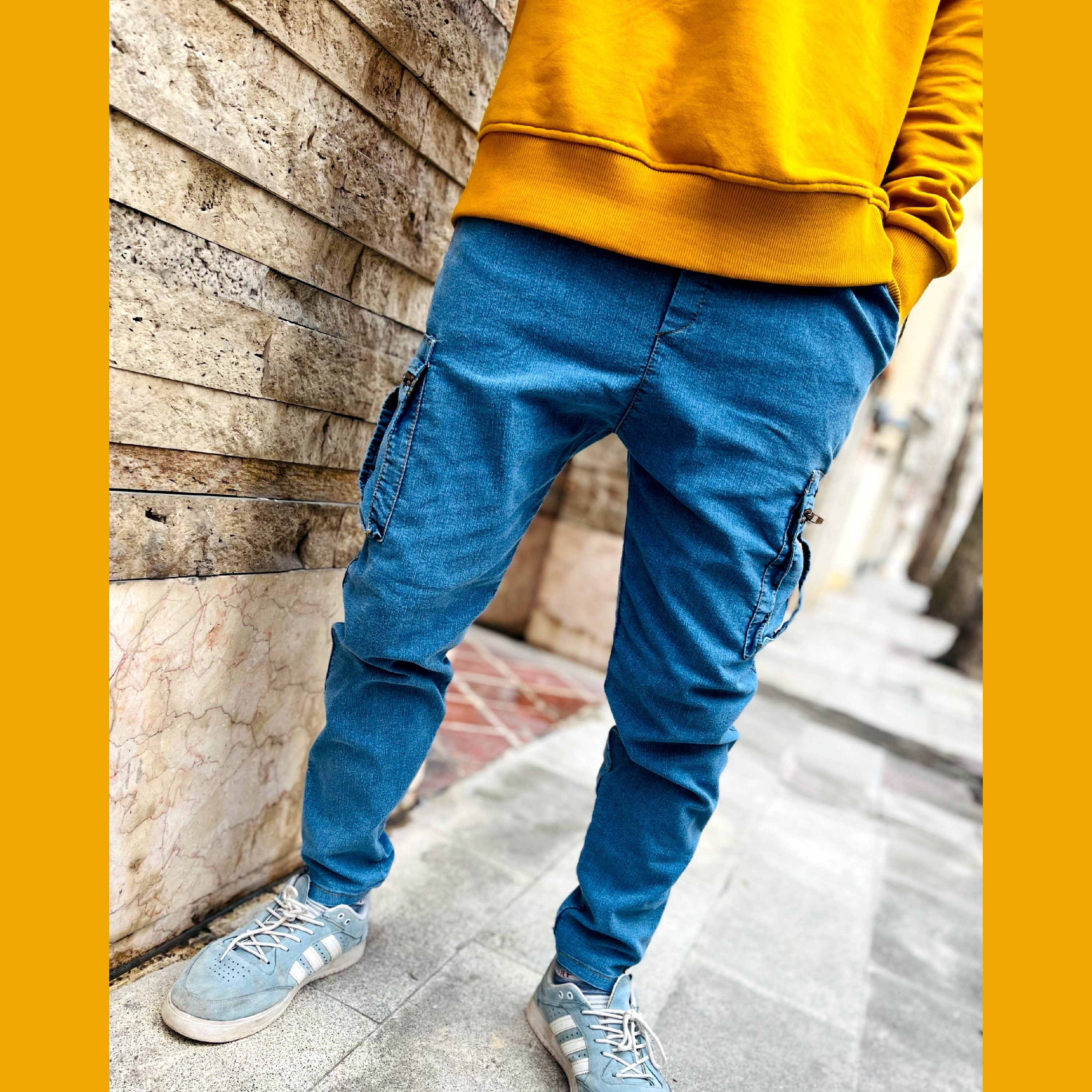 شلوار اسلش نیل کتان به رنگ آبی روشن