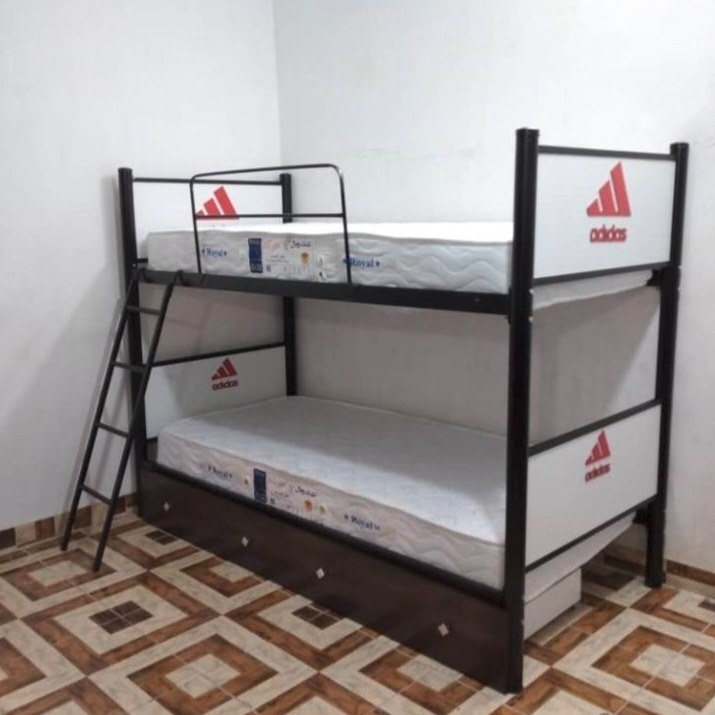 تخت فلزی دوطبقه طرح اسپرت مشکی سفید سفارشی رنگ 2 در 0.9