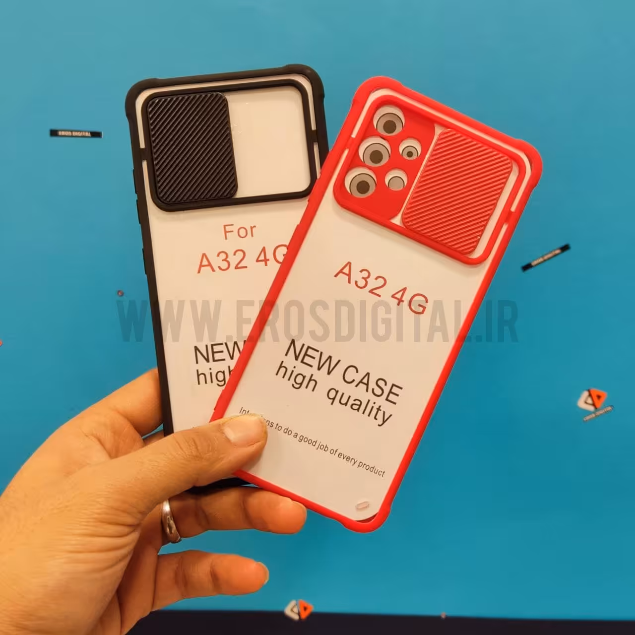 قاب گوشی سامسونگ A32 4G مدل محافظ لنز دار کشویی شفاف - سبز