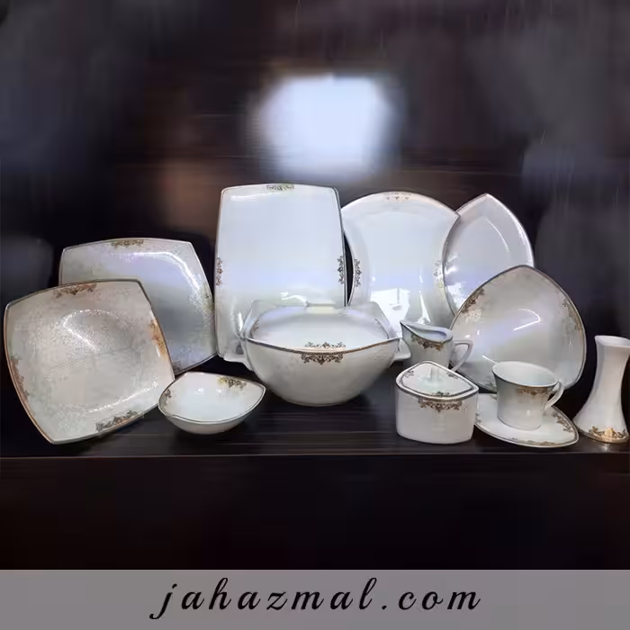 سرویس چینی پردیس طرح دنیز طلایی 105 پارچه کد 2006