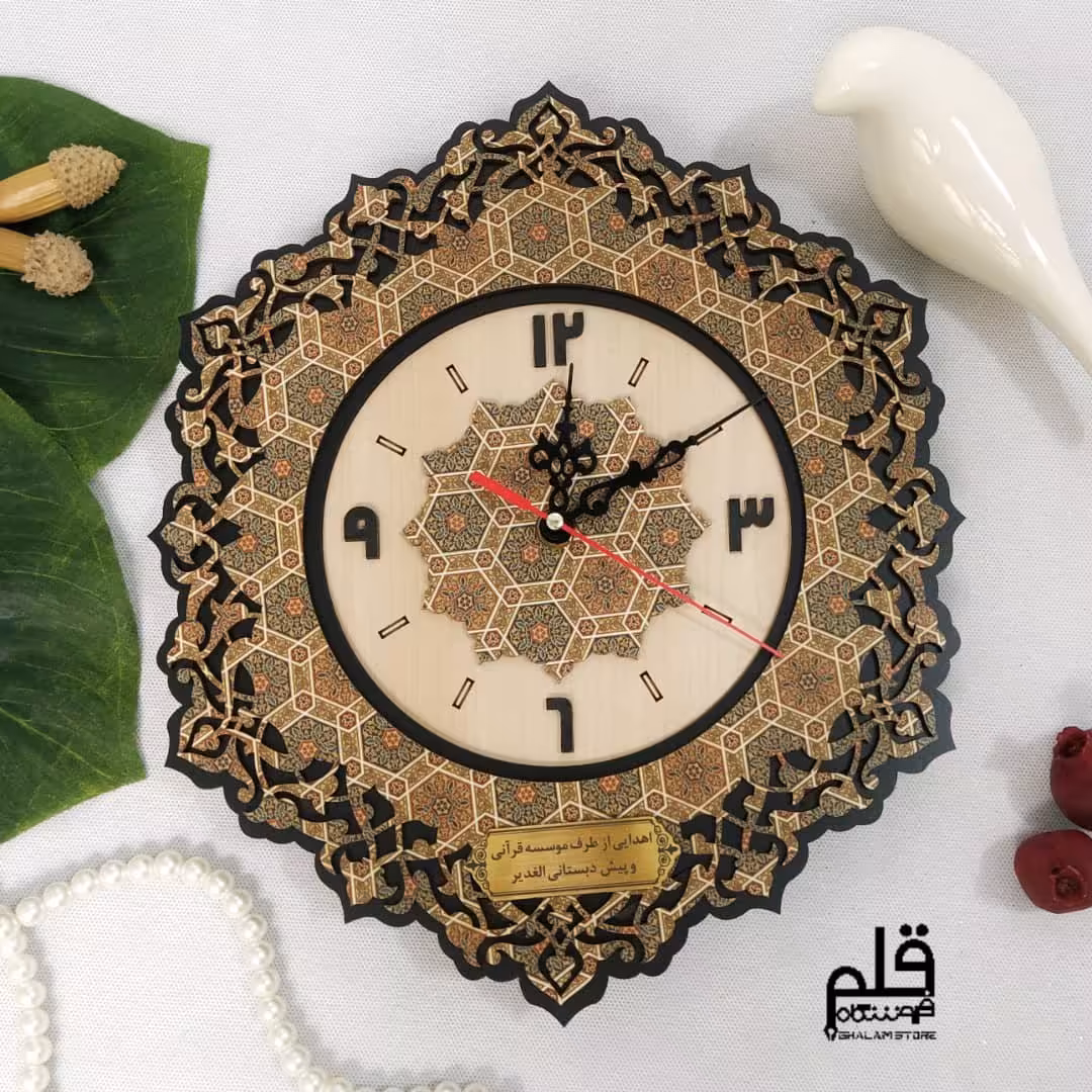 ساعت دیواری mdf لیزری شش ضلعی