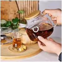 قوری پیرکس شعله مستقیم 1100میلی لیتر  درب بامبو