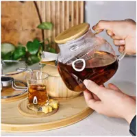 قوری پیرکس شعله مستقیم 1100میلی لیتر  درب بامبو