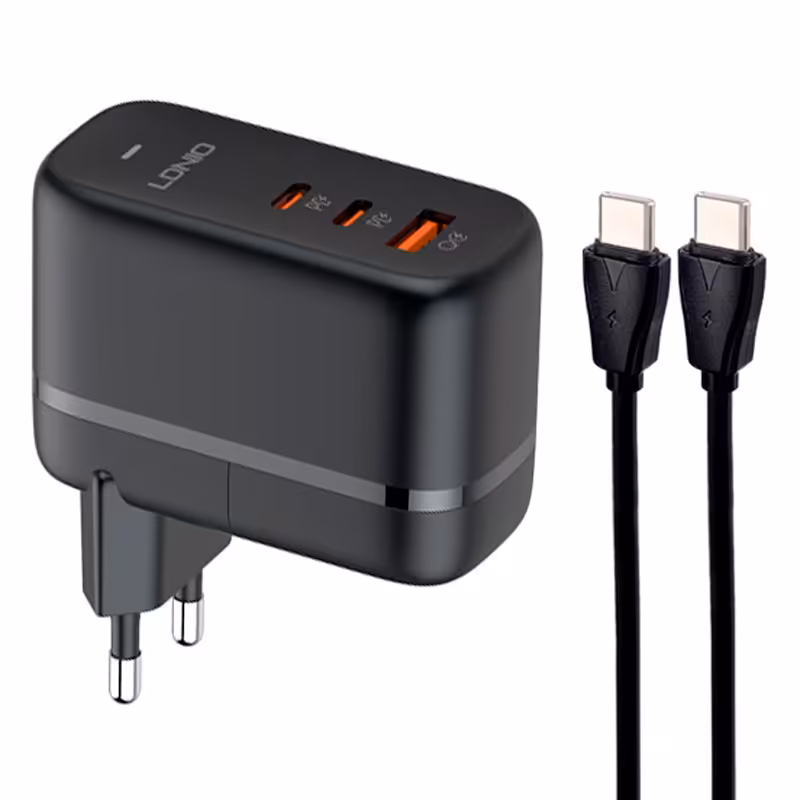 شارژر ال-دینیو  مدل Q366 GaN 5A QC4.0  PD3.0 65W با کابل Type-CLdnio Q366 GaN 5A QC4.0  PD3.0 65W Fast Wall   Type-C Cable