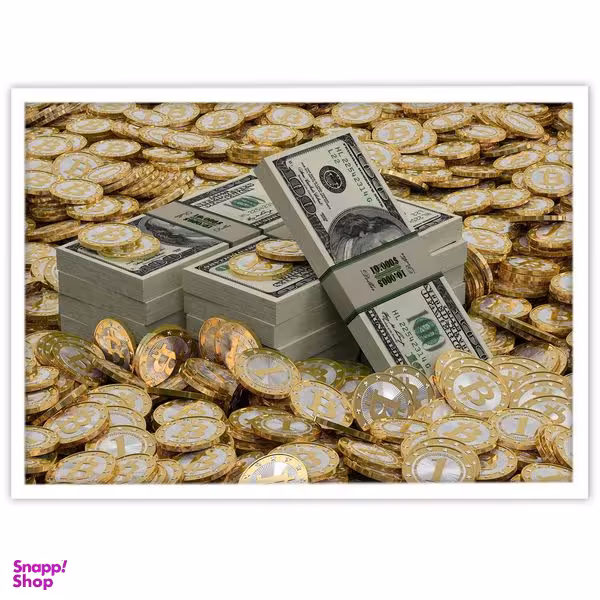 تابلو بکلیت طرح بازار مالی بیت کوین و اسکناس مدل W-11428