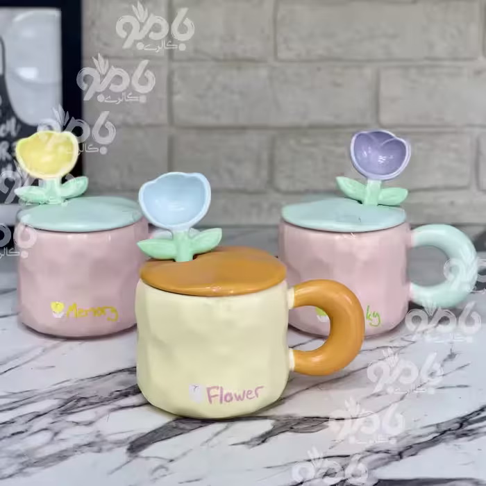 ماگ سرامیکی سنگی قاشق گل سرامیک 502