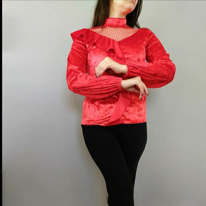 بلوز قرمز زنانه،جنس مخمل ابروبادی کشی، سایز 36 تا 48